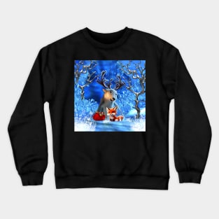 Little reindeer and cute fox wish you a merry christmas time Crewneck Sweatshirt